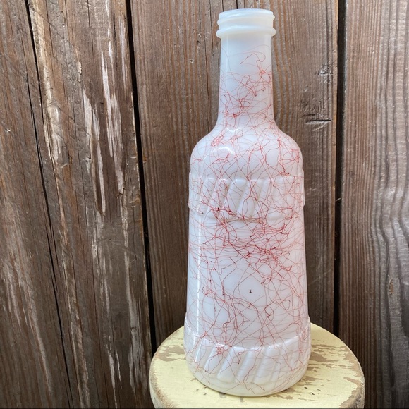 Hazel Atlas Red String Milk Glass Bottle - Picture 5 of 8